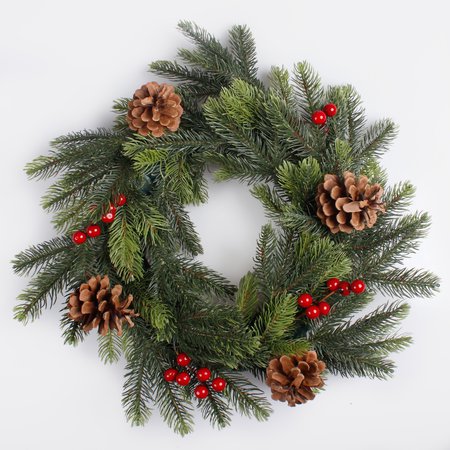 Spruce wreath with berries and cones 50 cm