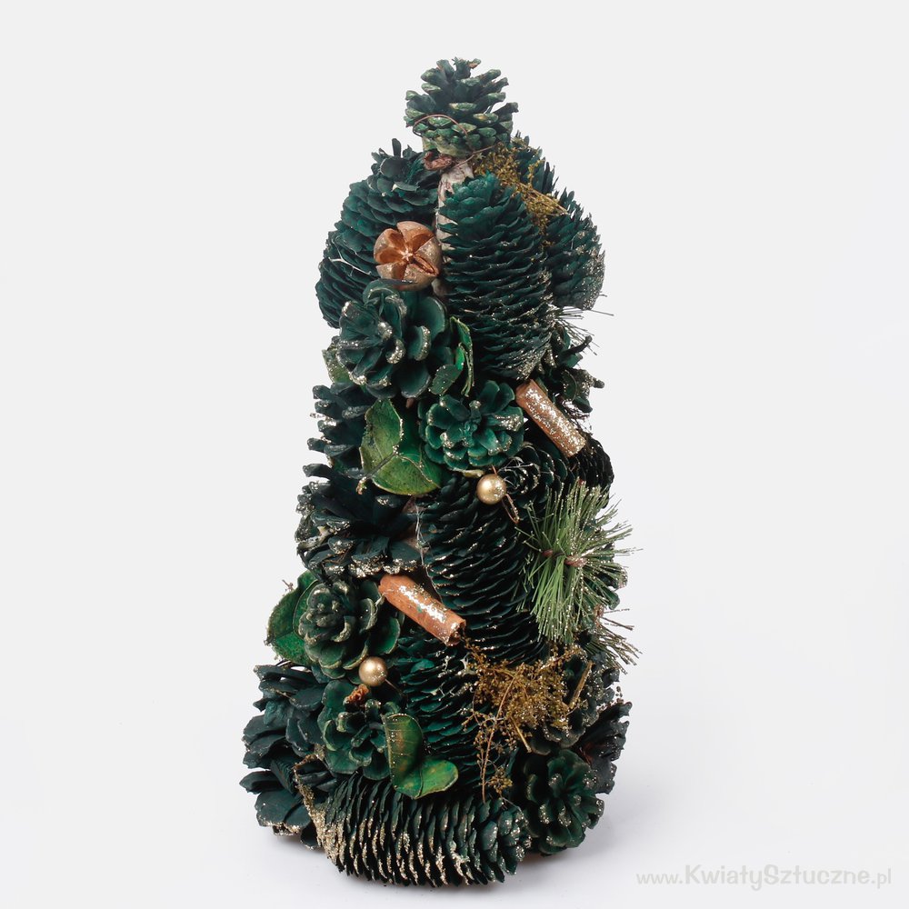 Tabletop cone christmas tree 35 cm with decoration and glitter S873A