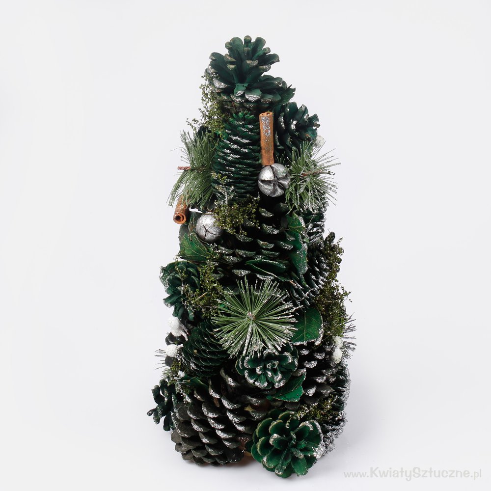 Tabletop cone christmas tree 35 cm with decoration and glitter S873A