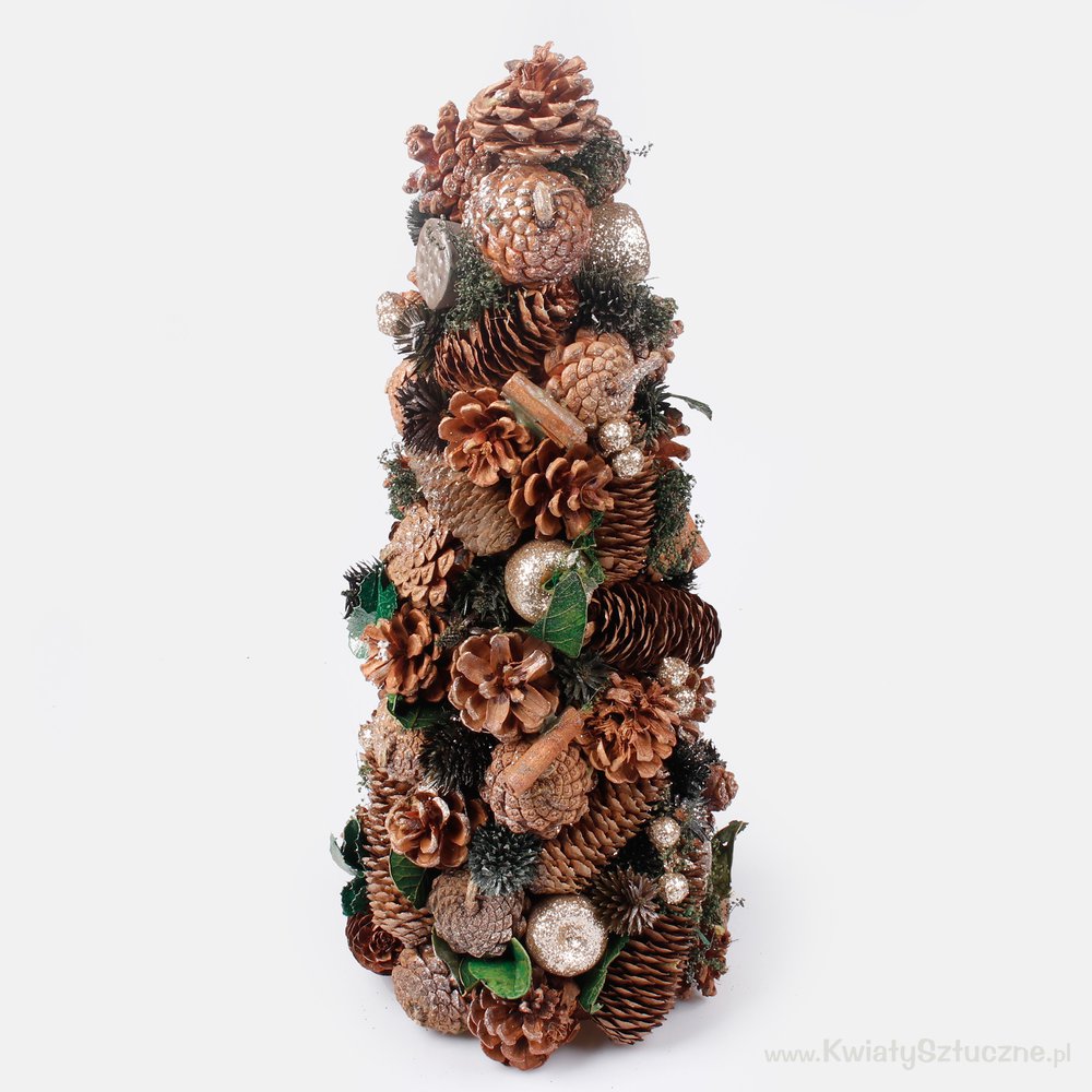 Tabletop natural cone christmas tree 43 cm with decorations and golden