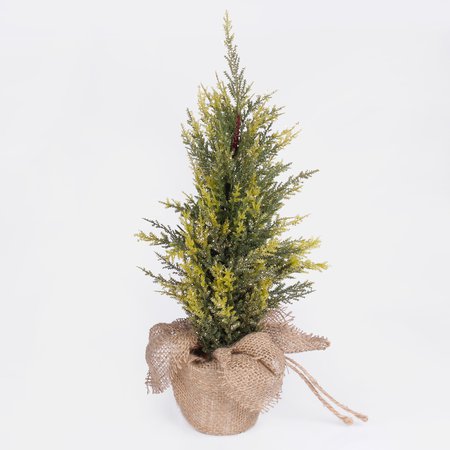 Tabletop christmas cypress tree in a jute pot 40 cm